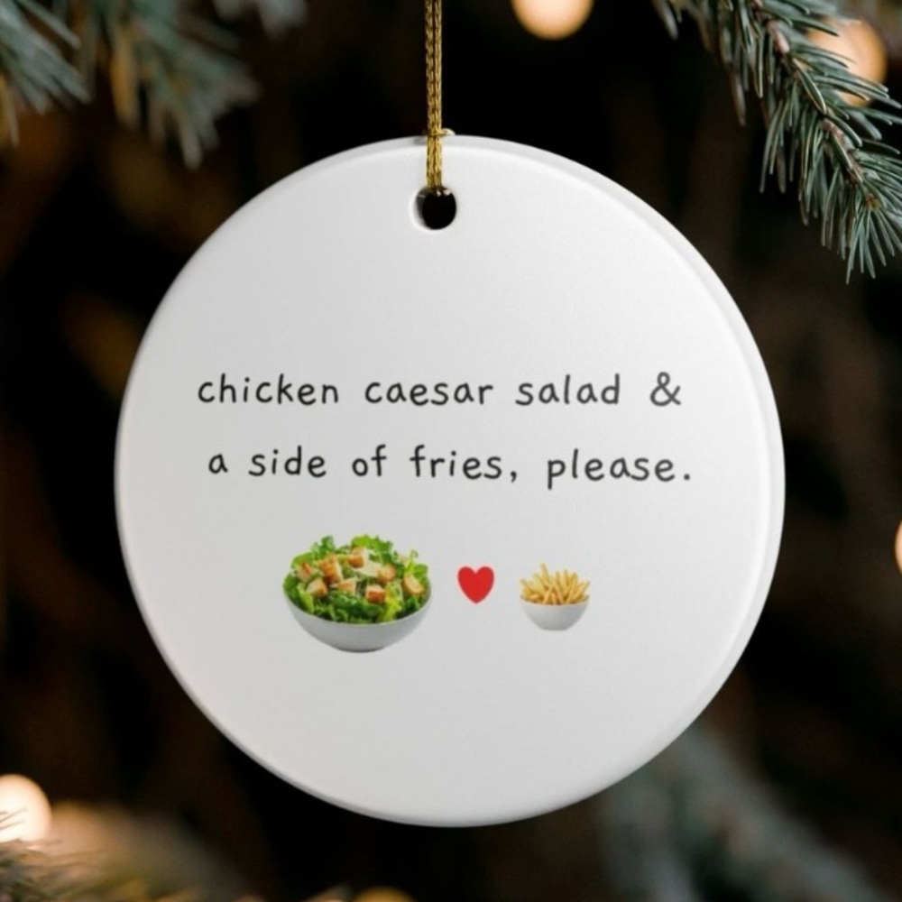 Caesar salad and fries best friend ornament